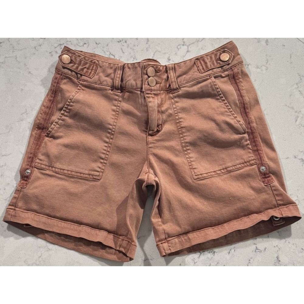 BKE Mollie Utility Shorts Womens 25 Terracotta Pink Modal Blend Twill Stretch